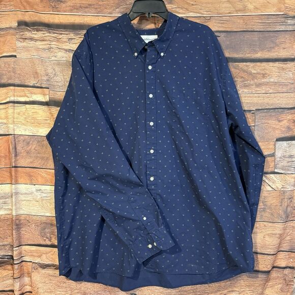 Saddlebred Shirt 3XLT Men Blue Floral Long Sleeve Button Down Classic Fit Holly - Picture 1 of 6